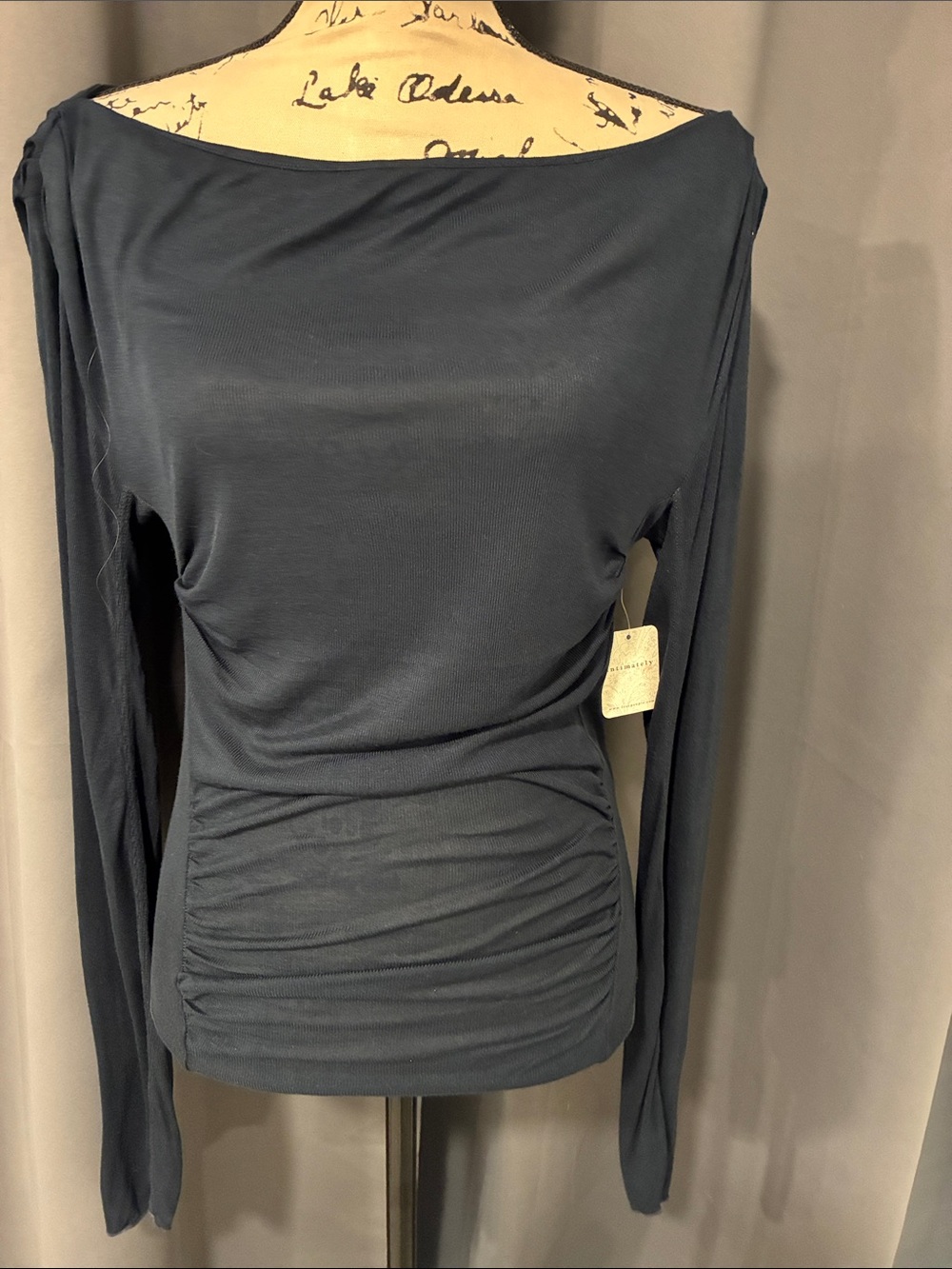 Intimately Free people long  Sleeve Ruched Top - Navy Blue